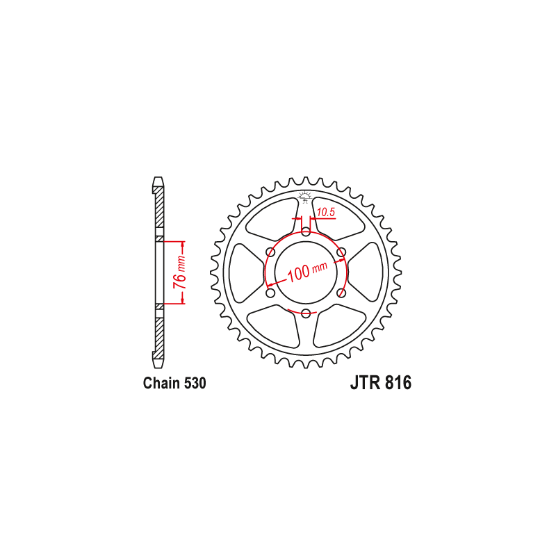 Couronne Moto Acier JT 39 Dents PAS 530 - JTR816.39