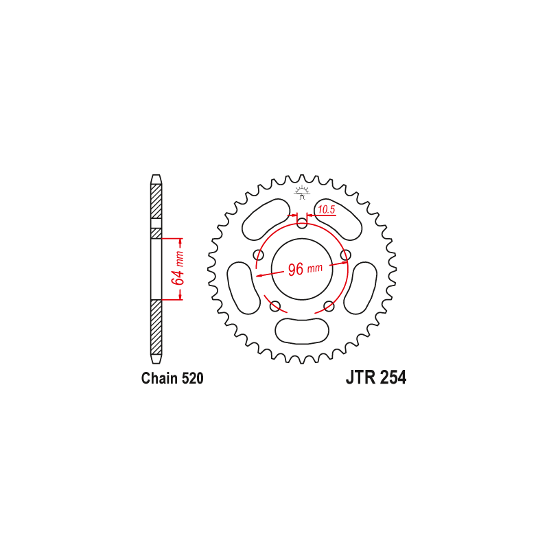 Couronne Moto Acier JT 50 Dents PAS 520 - JTR254.50