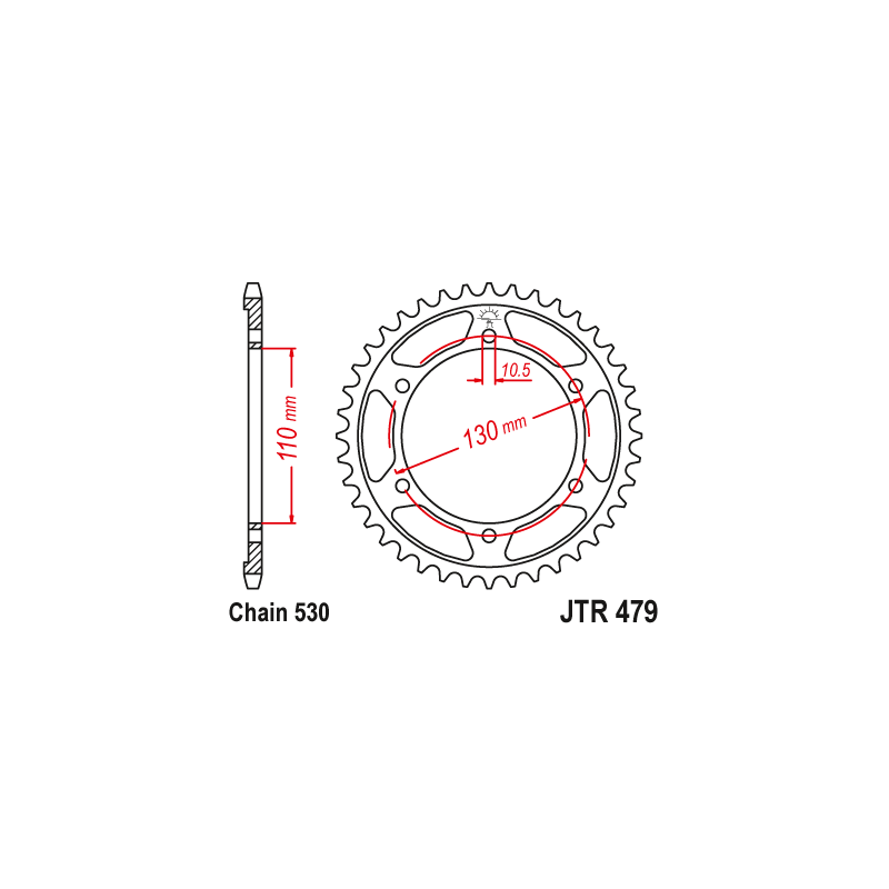 Couronne Moto Acier JT 41 Dents PAS 530 Argent - JTR479.41