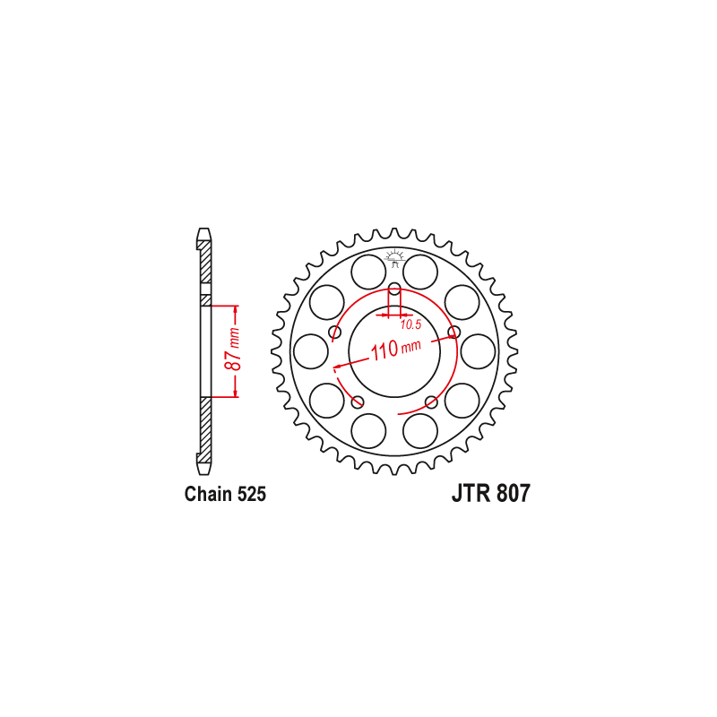 Couronne Moto Acier JT 49 Dents PAS 525 - JTR807.49