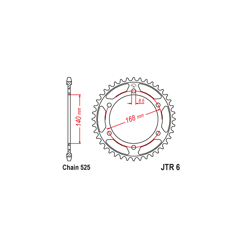 Couronne Moto Acier JT 47 Dents PAS 525 - JTR6.47