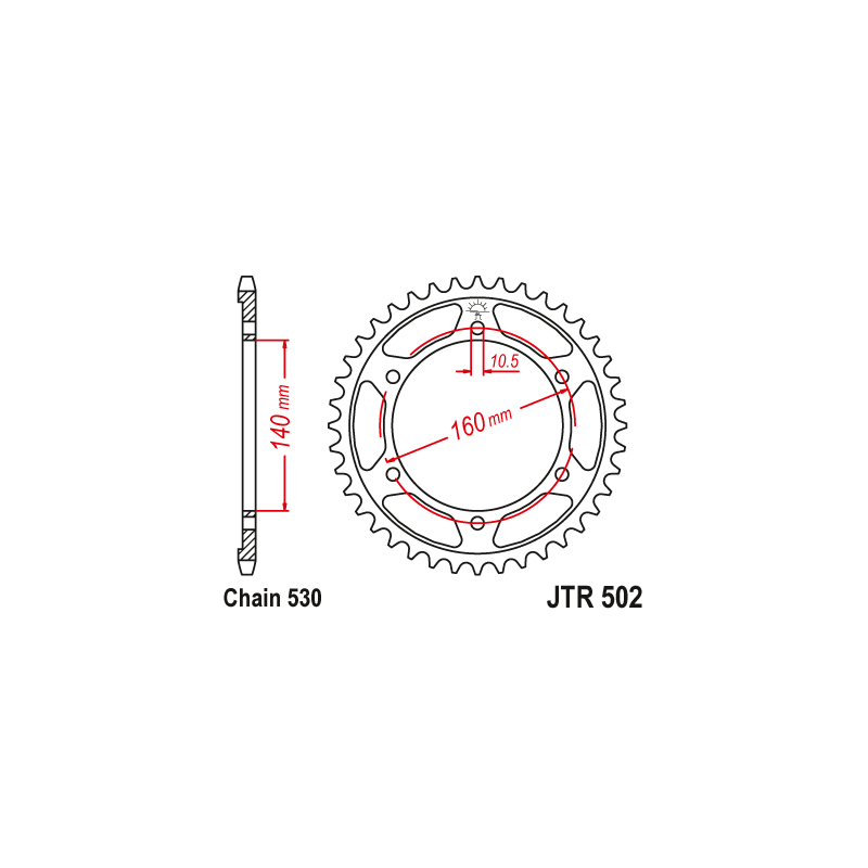 Couronne Moto Acier JT 46 Dents PAS 530 - JTR502.46