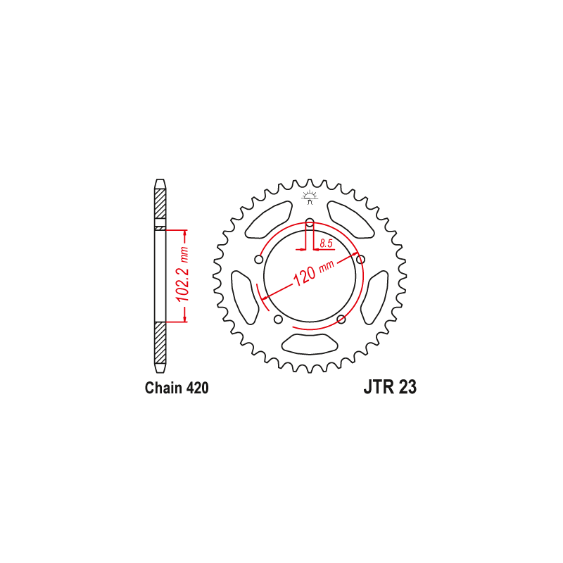 Couronne Moto Acier JT 47 Dents PAS 420 - JTR23.47