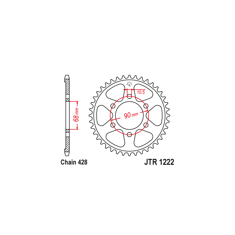 Couronne Moto Acier JT 47 Dents PAS 428 - JTR1222.47