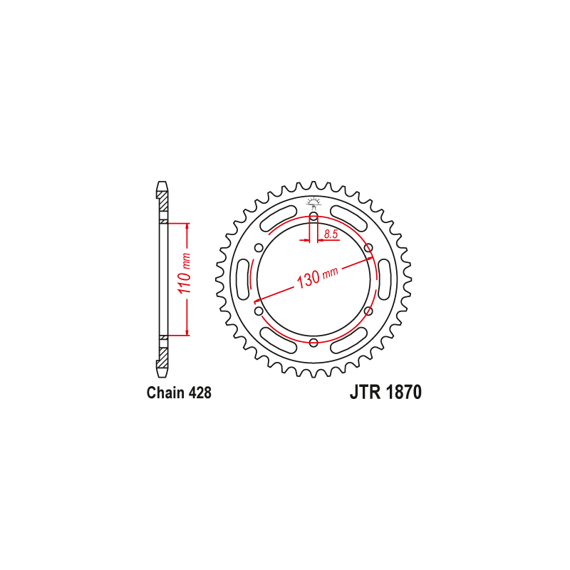 Couronne Moto Acier JT 46 Dents PAS 428 - JTR1870.46