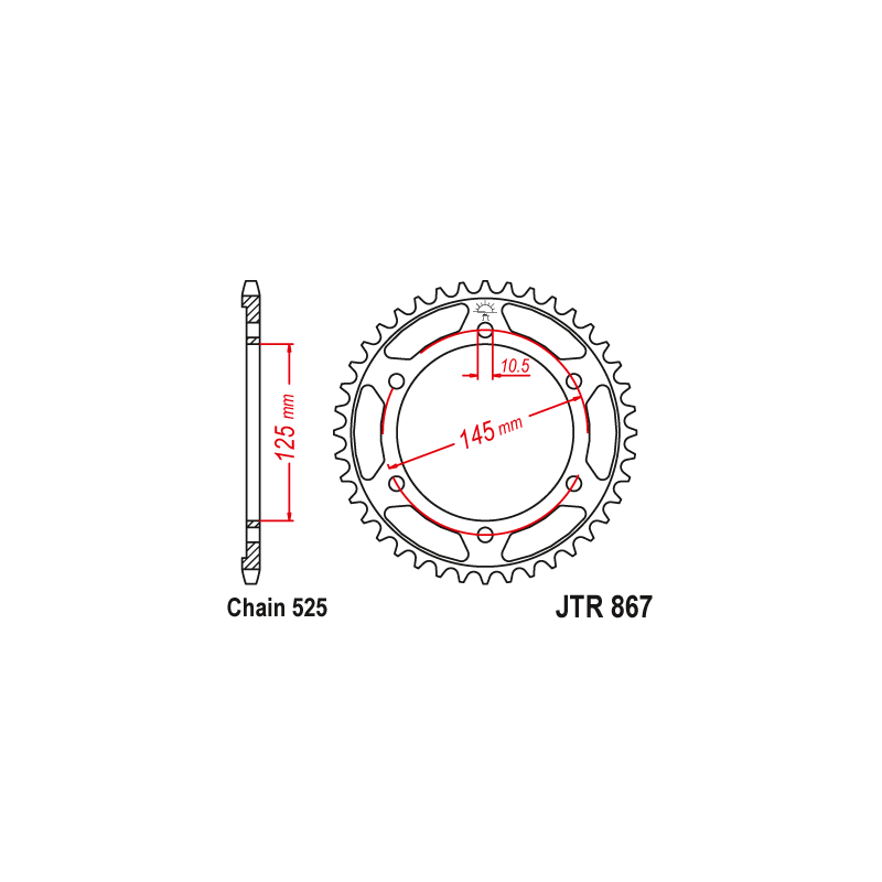 Couronne Moto Acier JT 42 Dents PAS 525 - JTR867.42