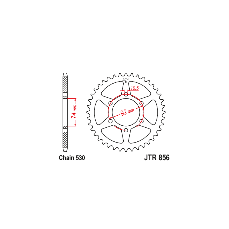 Couronne Moto Acier JT 45 Dents PAS 530 - JTR856.45