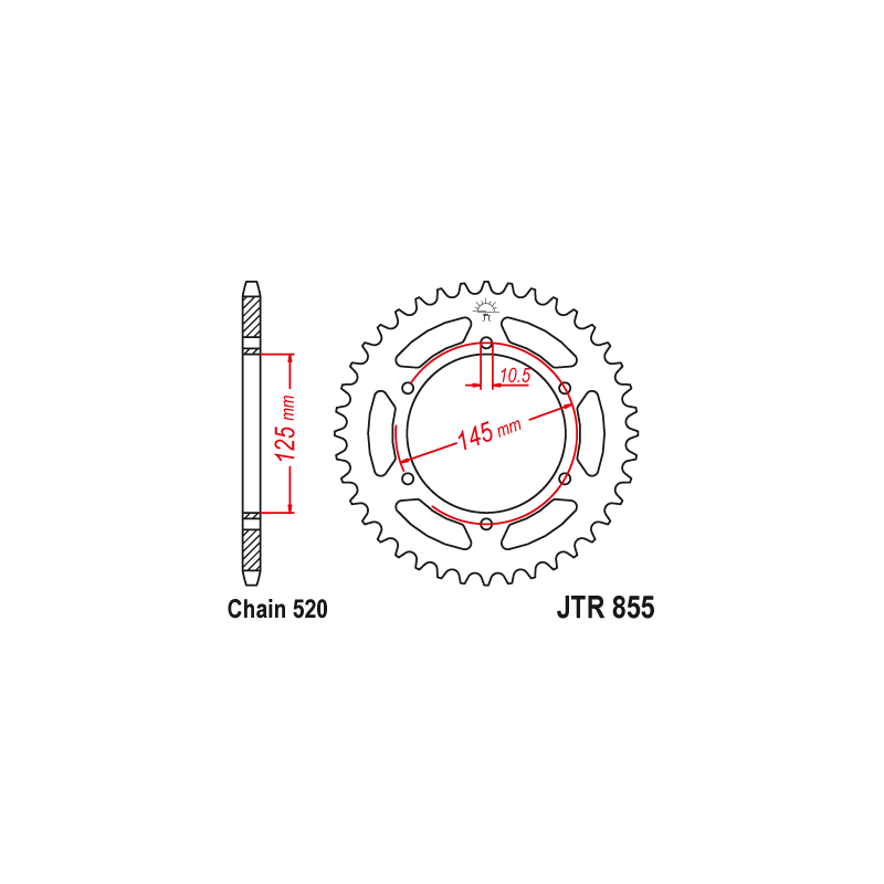 Couronne Moto Acier JT 48 Dents PAS 520 - JTR855.48