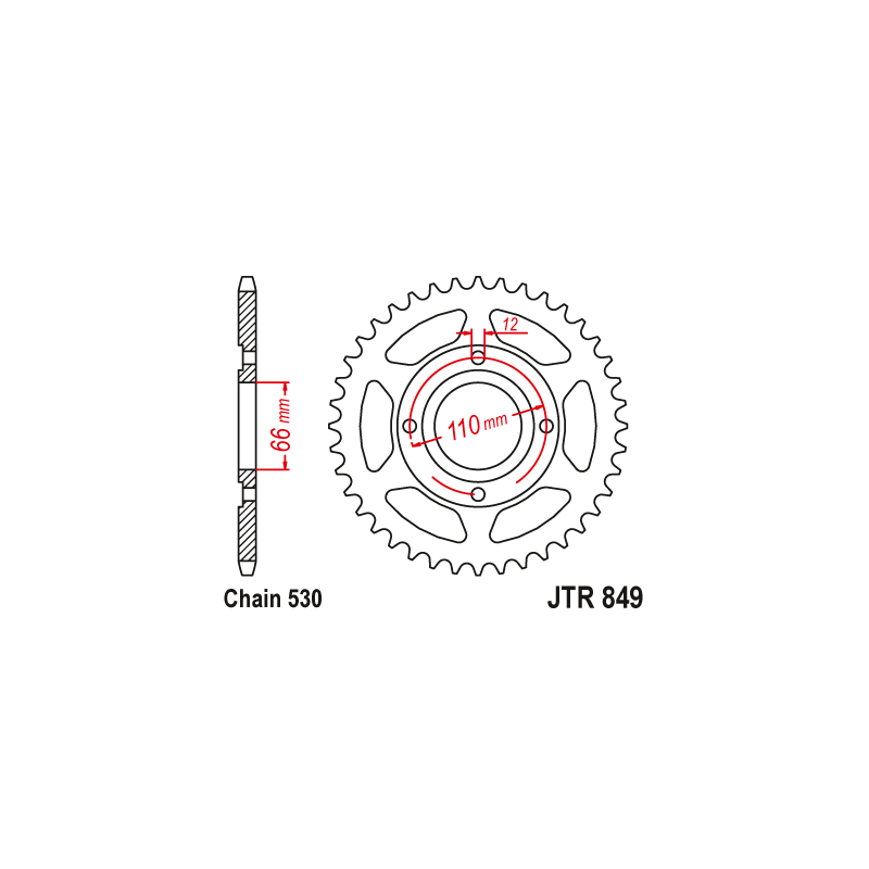 Couronne Moto Acier JT 38 Dents PAS 530 - JTR849.38