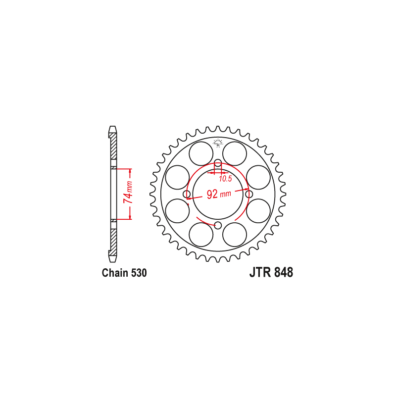 Couronne Moto Acier JT 39 Dents PAS 530 - JTR848.39