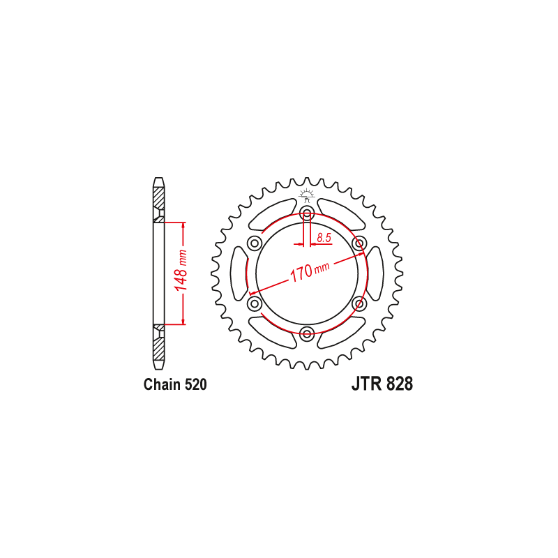 Couronne Moto Acier JT 50 Dents PAS 520 - JTR828.50