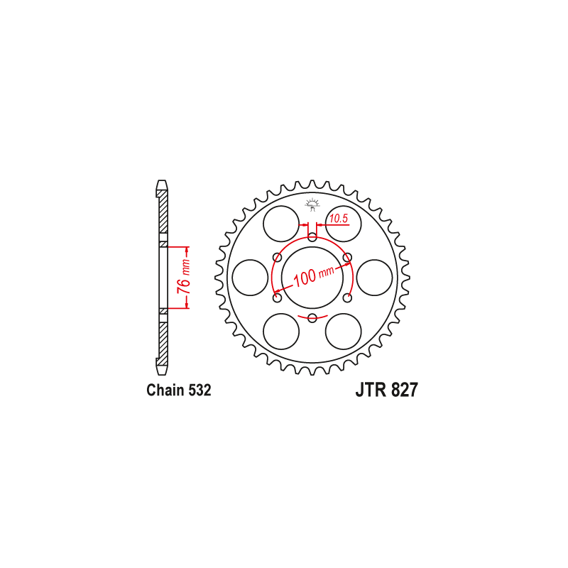 Couronne Moto Acier JT 52 Dents PAS 532 - JTR827.52