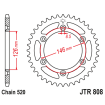 Couronne Moto Acier JT 50 Dents PAS 520 - JTR808.50SC