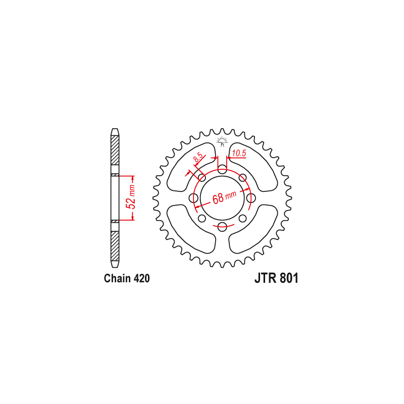 Couronne Moto Acier JT 45 Dents PAS 420 - JTR801.45