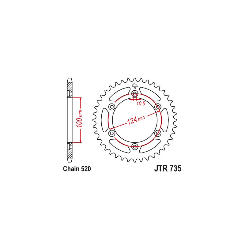 Couronne Moto Acier JT 38 Dents PAS 520 - JTR735.38