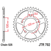 Couronne Moto Acier JT 46 Dents PAS 525 - JTR702.46