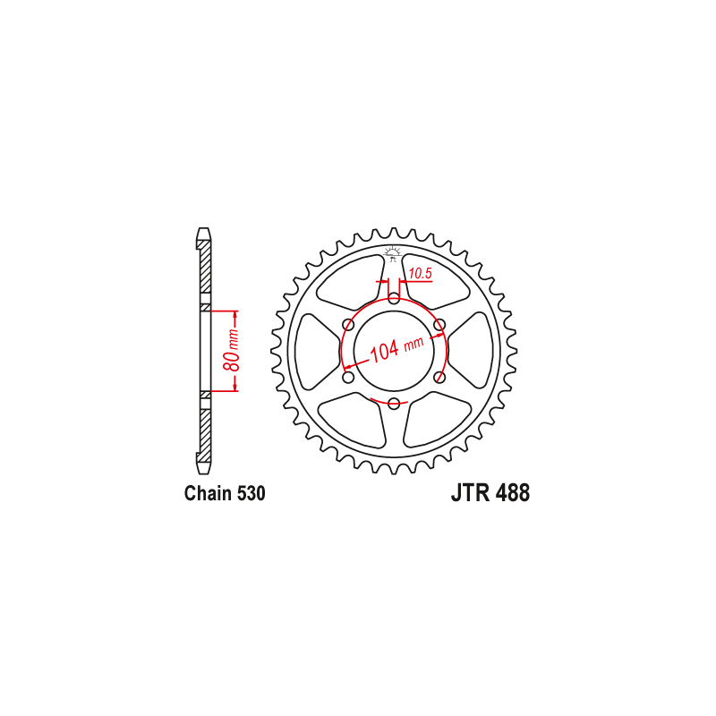 Couronne Moto Acier JT 44 Dents PAS 530 - JTR488.44