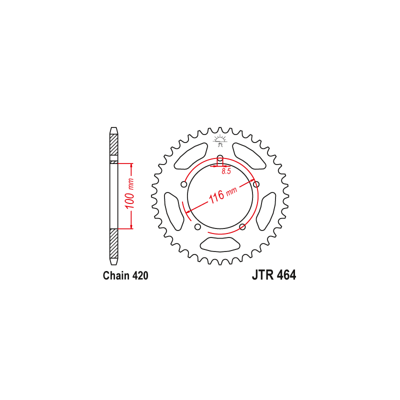 Couronne Moto Acier JT 50 Dents PAS 420 Argent - JTR464.50