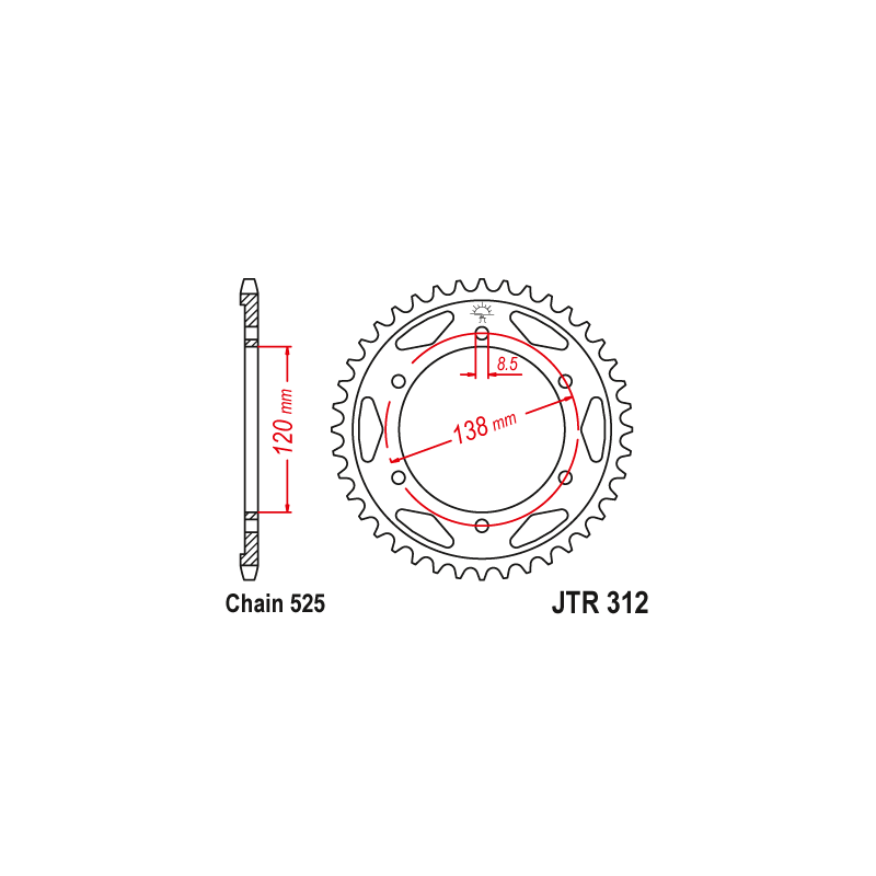 Couronne Moto Acier JT 40 Dents PAS 520 - JTR312.40