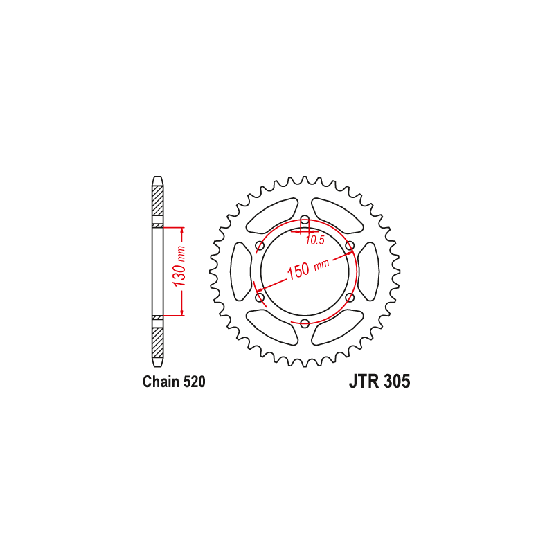 Couronne Moto Acier JT 46 Dents PAS 520 - JTR305.46