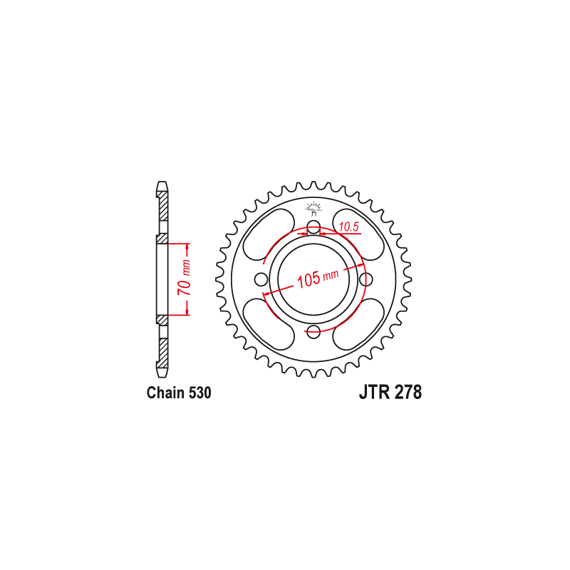 Couronne Moto Acier JT 34 Dents PAS 530 Argent - JTR278.34