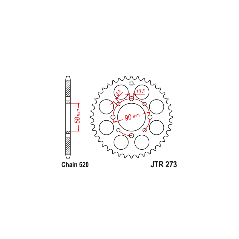 Couronne Moto Acier JT 42 Dents PAS 520 - JTR273.42