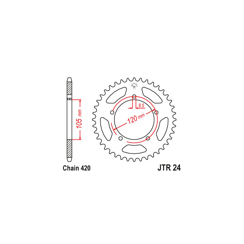 Couronne Moto Acier JT 51 Dents PAS 420 - JTR24.51