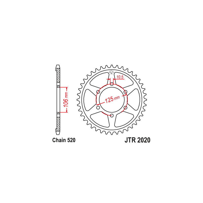 Couronne Moto Acier JT 41 Dents PAS 520 - JTR2020.41