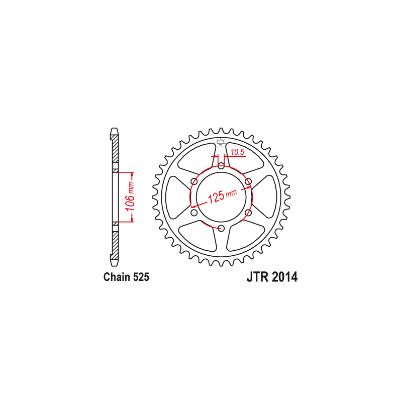 Couronne Moto Acier JT 42 Dents PAS 525 - JTR2014.42