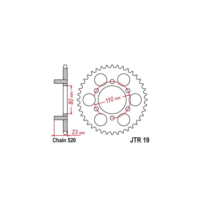 Couronne Moto Acier JT 37 Dents PAS 520 - JTR19.37