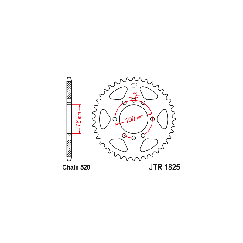 Couronne Moto Acier JT 42 Dents PAS 520 - JTR1825.42