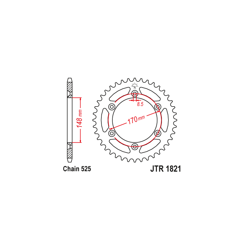 Couronne Moto Acier JT 47 Dents PAS 525 - JTR1821.47