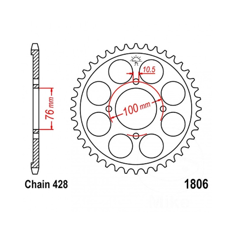 Couronne Moto Acier JT 47 Dents PAS 428 - JTR1806.47