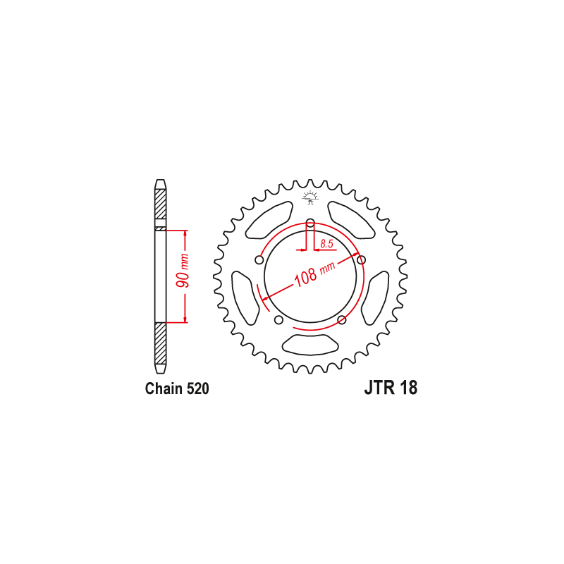 Couronne Moto Acier JT 43 Dents PAS 520 - JTR18.43