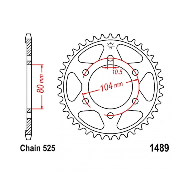 Couronne Moto Acier JT 42 Dents PAS 525 - JTR1489.42