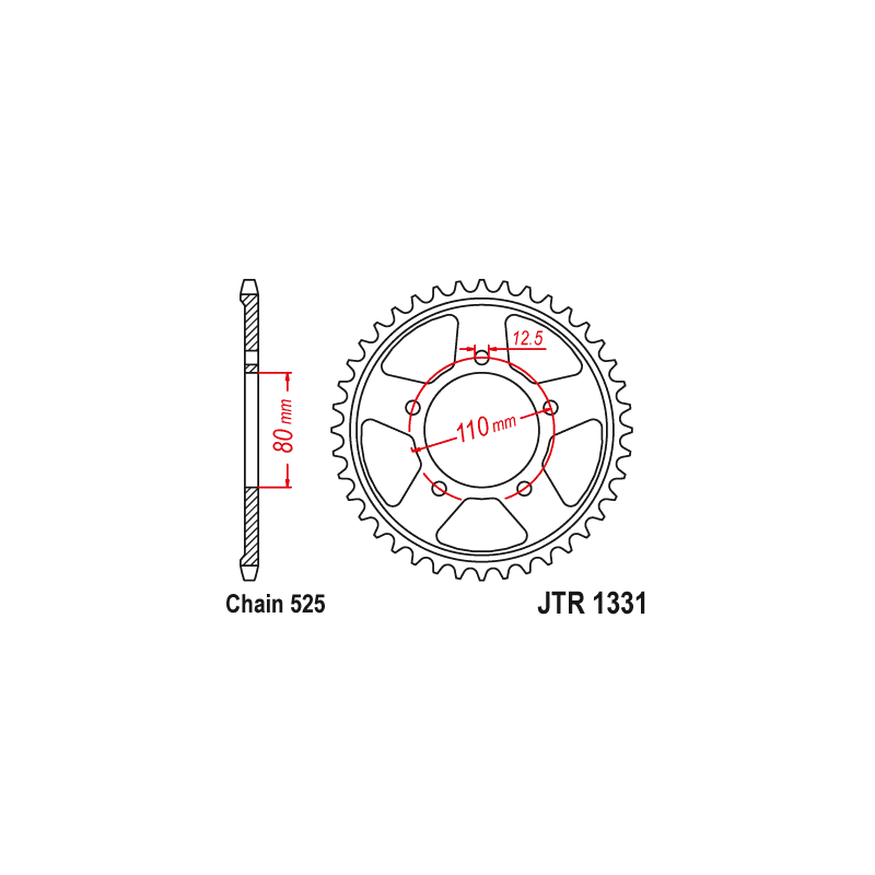 Couronne Moto Acier JT 36 Dents PAS 525 - JTR1332.36