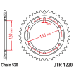 Couronne Moto Acier JT 38 Dents PAS 520 Noir - JTR1220.38