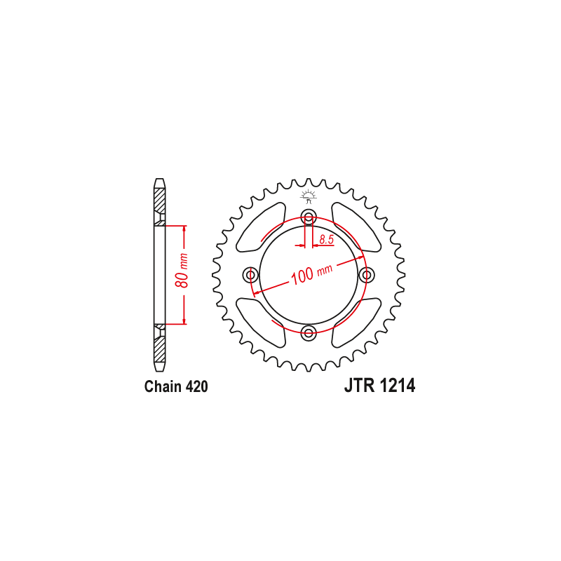 Couronne Moto Acier JT 49 Dents PAS 420 Noir - JTR1214.49