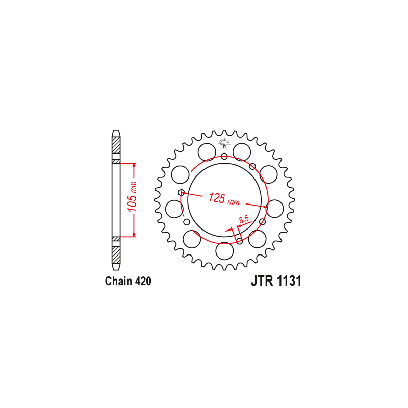 Couronne Moto Acier JT 53 Dents PAS 420 - JTR1131.53