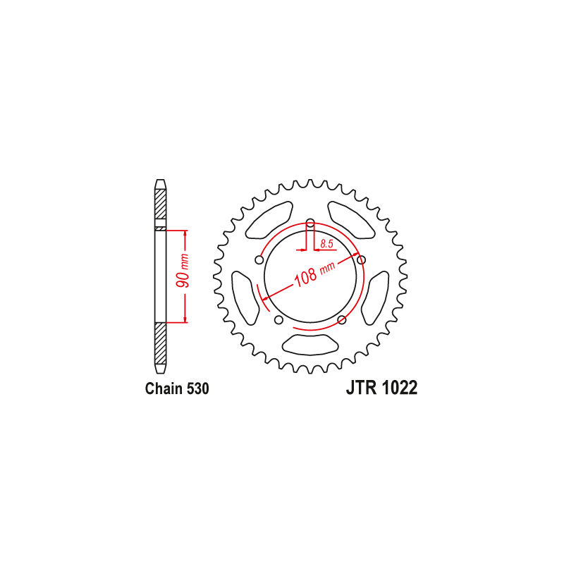 Couronne Moto Acier JT 40 Dents PAS 530 - JTR1022.40