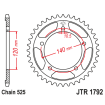 Couronne Moto Aluminium JT 43 Dents PAS 525 Noir - JTA1792.43BLK