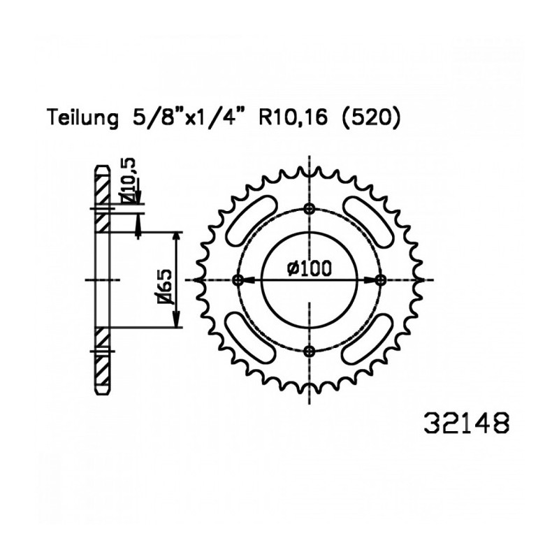 Couronne Moto Acier Esjot 35 Dents PAS 520 Noir - 50-32148-35