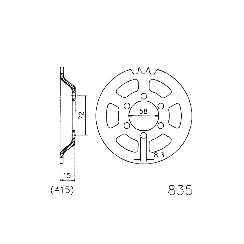 Couronne Moto Acier Esjot 41 Dents PAS 415 Noir - 20-0835-41