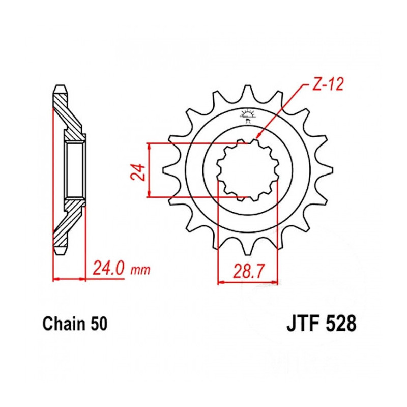 Pignon Moto Acier 17 Dents PAS 530 JT Sprockets - TF528.17