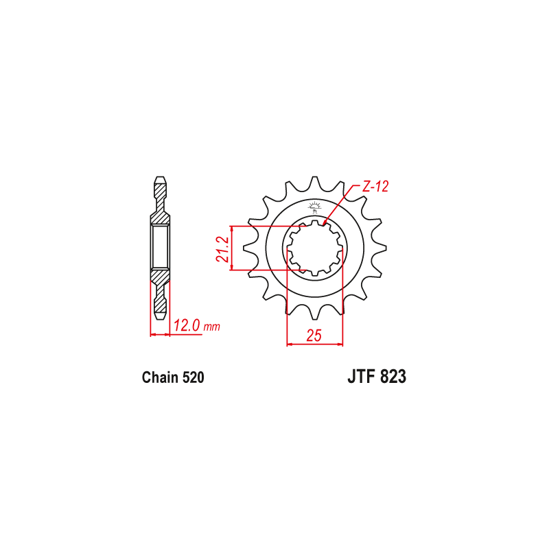 Pignon Moto Acier 16 Dents PAS 520 JT Sprockets - JTF823.16