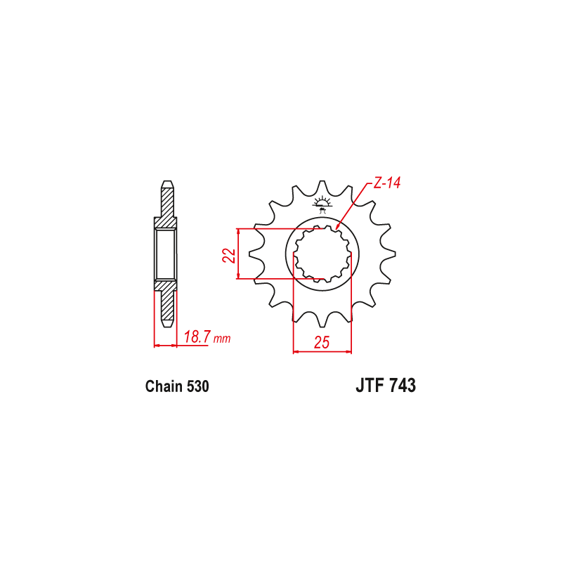 Pignon Moto Acier 15 Dents PAS 530 JT Sprockets - JTF743.15