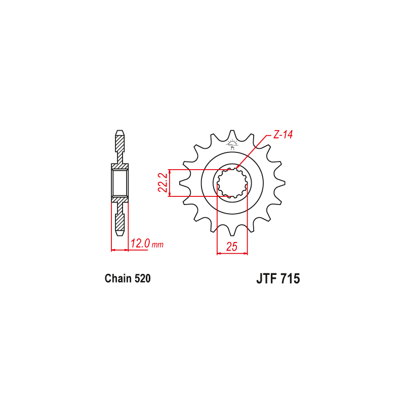 Pignon Moto Acier 13 Dents PAS 520 JT Sprockets - JTF715.13