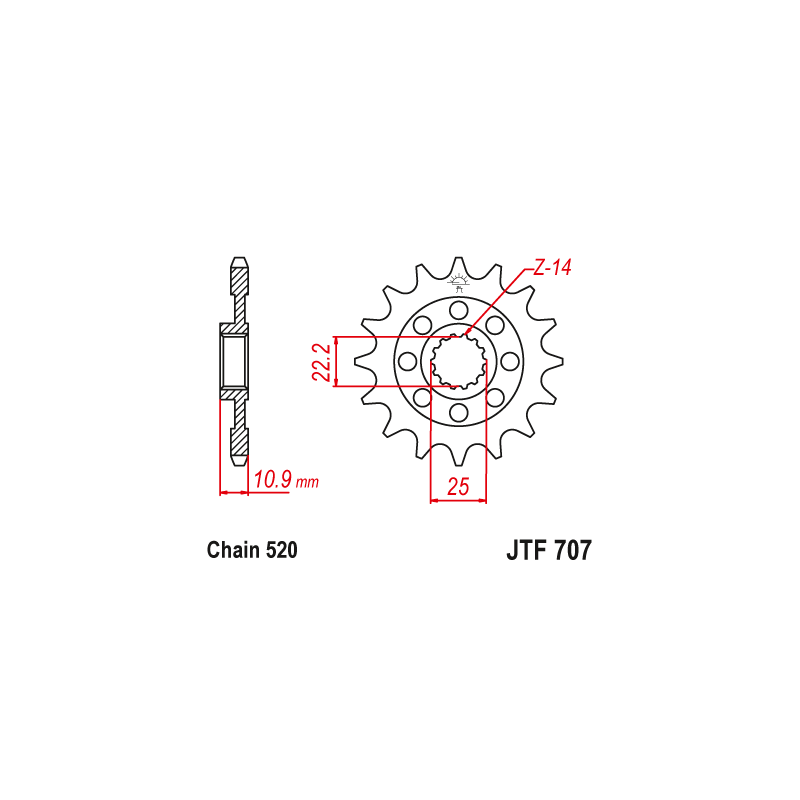 Pignon Moto Acier 17 Dents PAS 520 JT Sprockets - JTF707.17