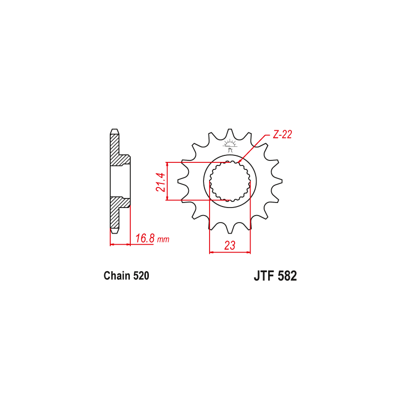 Pignon Moto Acier 16 Dents PAS 520 JT Sprockets - JTF582.16