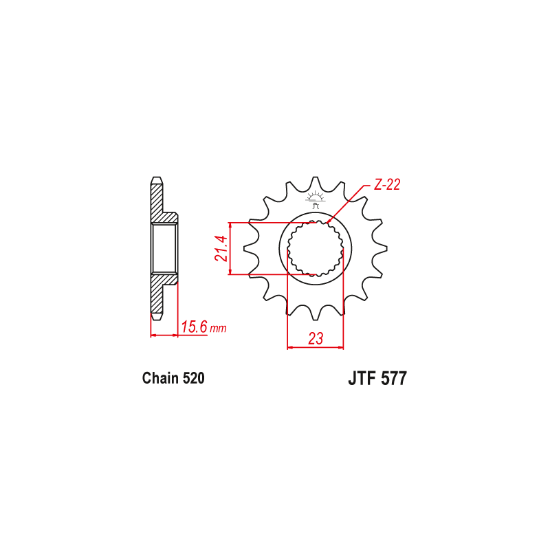 Pignon Moto Acier 16 Dents PAS 520 JT Sprockets - JTF577.16